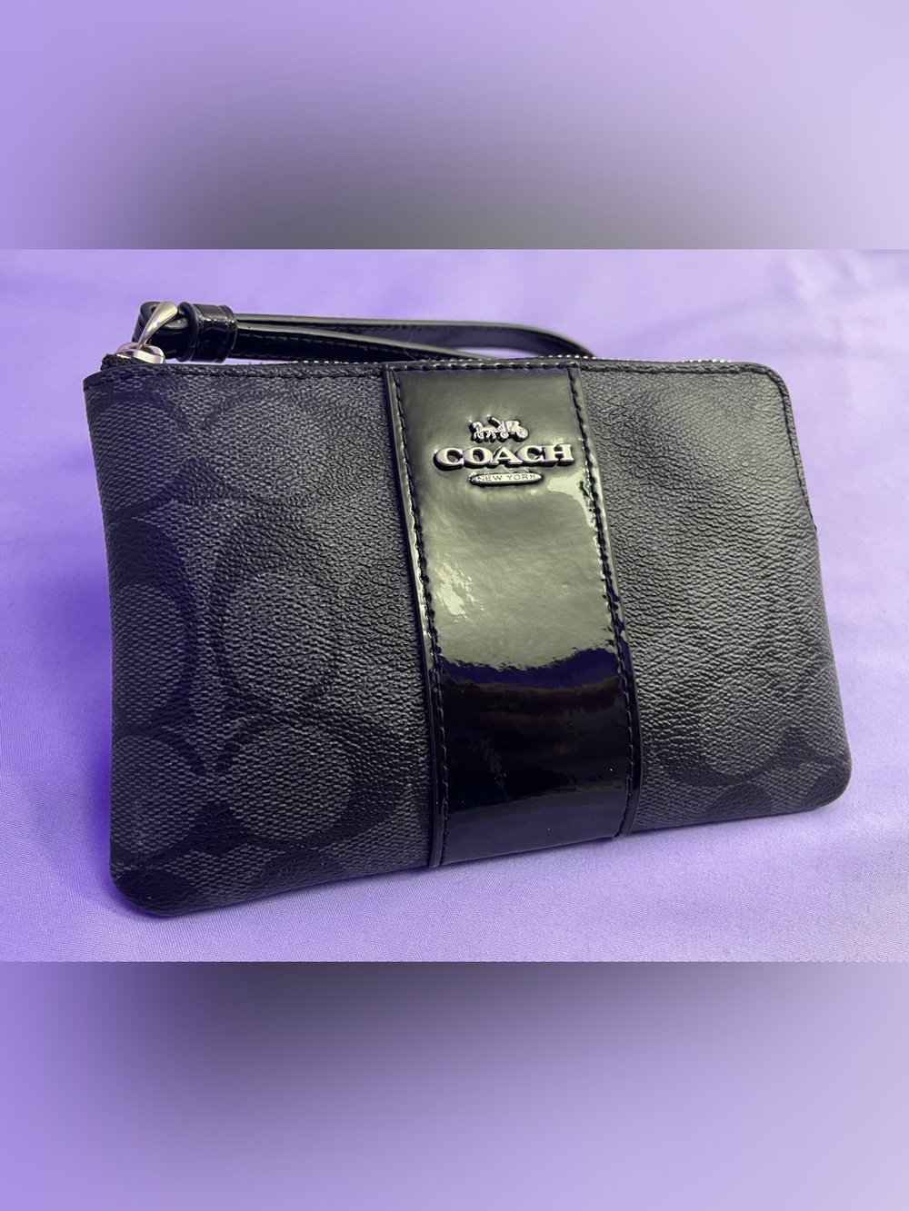 Classic Coach Wristlet Charcoal and Black Cardholder